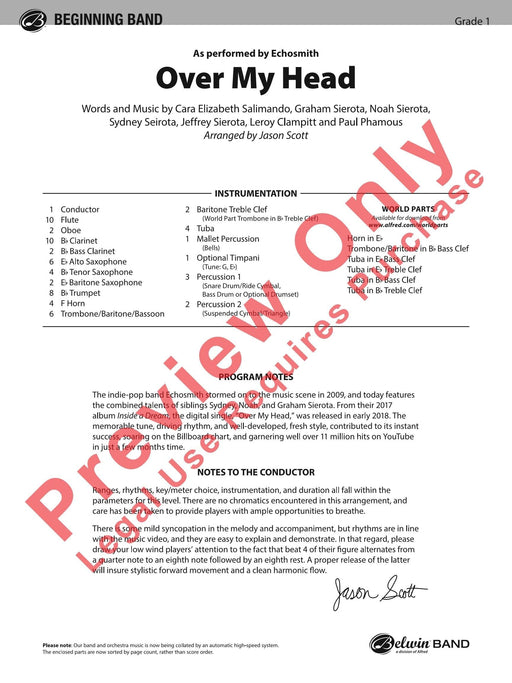 Over My Head As Performed by Echosmith 總譜 | 小雅音樂 Hsiaoya Music