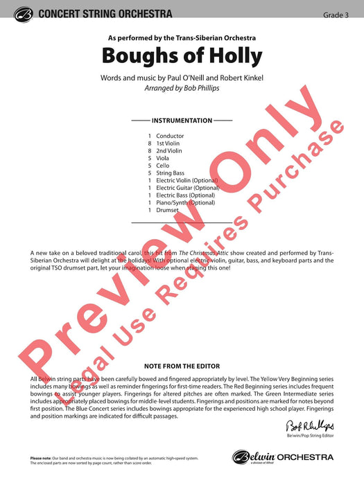 Boughs of Holly As Performed by Trans-Siberian Orchestra 管弦樂團 總譜 | 小雅音樂 Hsiaoya Music