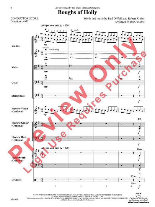 Boughs of Holly As Performed by Trans-Siberian Orchestra 管弦樂團 總譜 | 小雅音樂 Hsiaoya Music