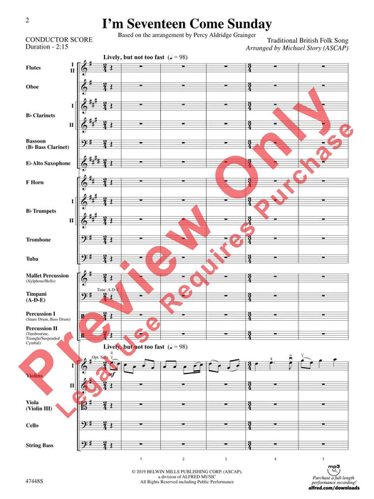 I'm Seventeen Come Sunday Based on the arrangement by Percy Aldridge Grainger 編曲 總譜 | 小雅音樂 Hsiaoya Music