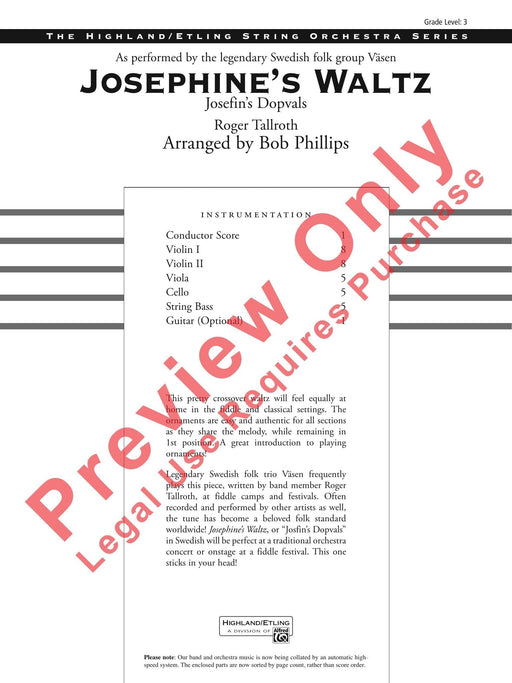 Josephine's Waltz Josefin's Dopvals 圓舞曲 總譜 | 小雅音樂 Hsiaoya Music