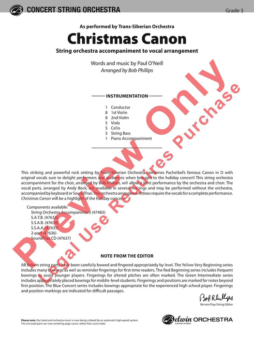 Christmas Canon As Performed by Trans-Siberian Orchestra 卡農曲 管弦樂團 總譜 | 小雅音樂 Hsiaoya Music