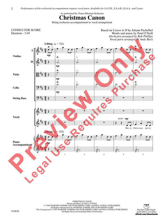 Christmas Canon As Performed by Trans-Siberian Orchestra 卡農曲 管弦樂團 總譜 | 小雅音樂 Hsiaoya Music