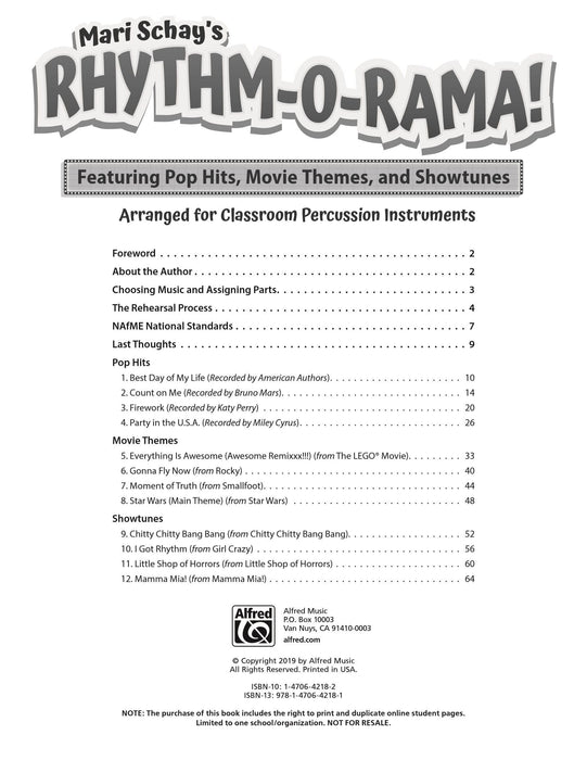 Rhythm-O-Rama! Featuring Pop Hits, Movie Themes, and Showtunes Arranged for Classroom Percussion Instruments 節奏 擊樂器 | 小雅音樂 Hsiaoya Music