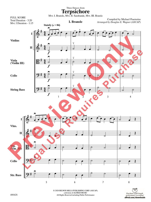 Terpsichore Mvt. I. Bransle / Mvt. II. Sarabande / Mvt. III. Bourée 薩拉班德 總譜 | 小雅音樂 Hsiaoya Music