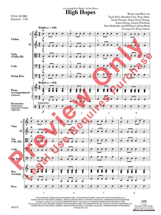 High Hopes As Recorded by Panic! At the Disco 總譜 | 小雅音樂 Hsiaoya Music