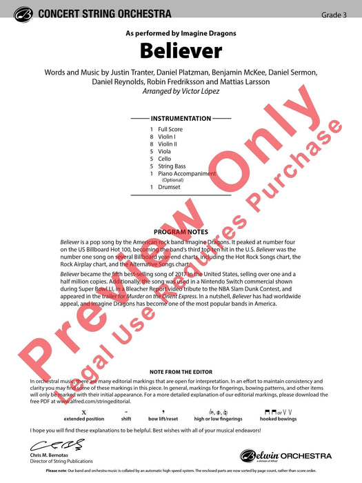 Believer As Performed by Imagine Dragons 總譜 | 小雅音樂 Hsiaoya Music