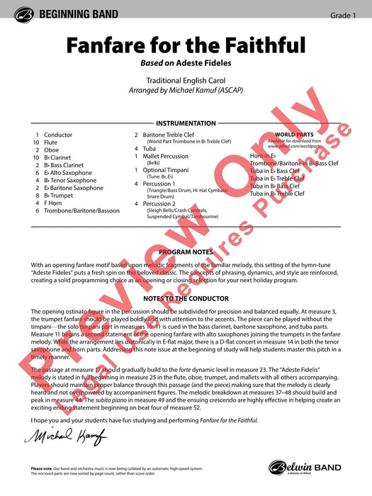 Fanfare for the Faithful Based on Adeste Fidelis 號曲 總譜 | 小雅音樂 Hsiaoya Music