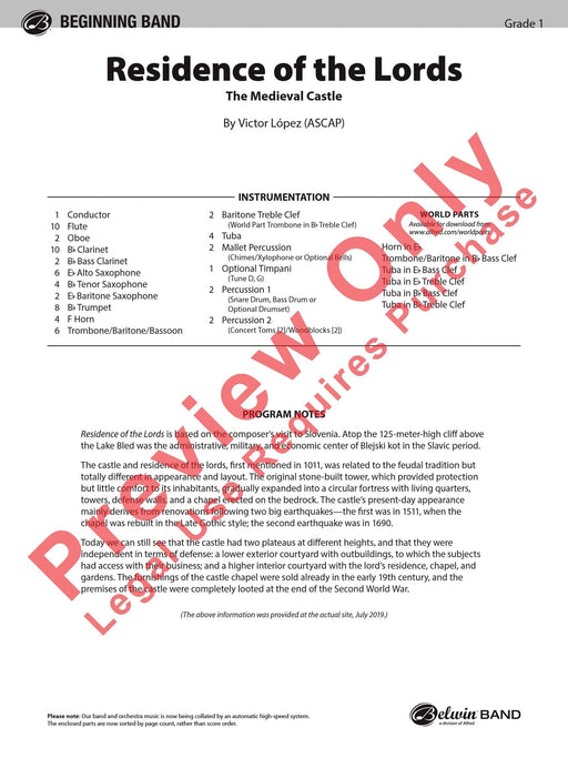 Residence of the Lords The Medieval Castle 總譜 | 小雅音樂 Hsiaoya Music