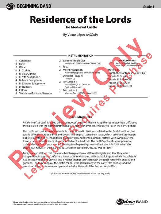 Residence of the Lords The Medieval Castle 總譜 | 小雅音樂 Hsiaoya Music