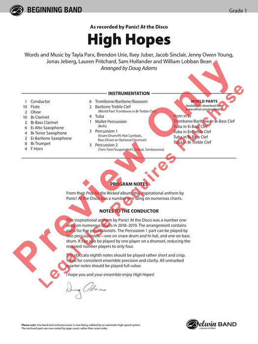 High Hopes As Recorded by Panic! At the Disco 總譜 | 小雅音樂 Hsiaoya Music