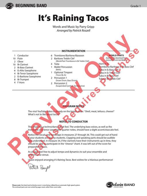 It's Raining Tacos 總譜 | 小雅音樂 Hsiaoya Music