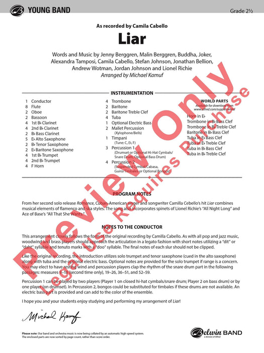 Liar As Recorded by Camila Cabello 總譜 | 小雅音樂 Hsiaoya Music