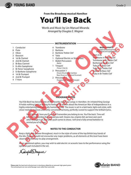 You'll Be Back From the Broadway Musical Hamilton 百老匯 總譜 | 小雅音樂 Hsiaoya Music