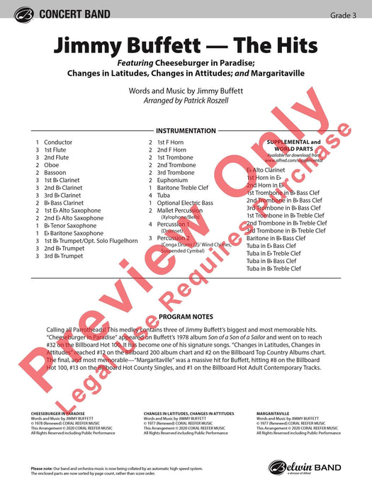 Jimmy Buffett--The Hits Featuring: Cheeseburger in Paradise / Changes in Latitudes, Changes in Attitudes / Margaritaville 總譜 | 小雅音樂 Hsiaoya Music