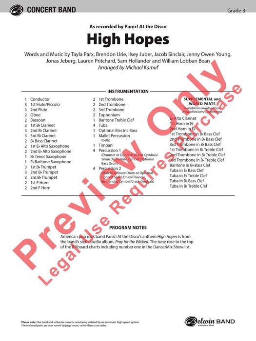 High Hopes As Recorded by Panic! At the Disco 總譜 | 小雅音樂 Hsiaoya Music