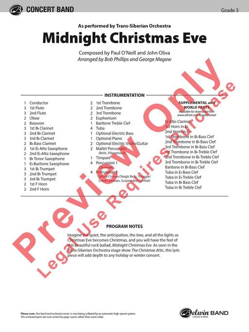 Midnight Christmas Eve As Performed by Trans-Siberian Orchestra 聖誕節 管弦樂團 總譜 | 小雅音樂 Hsiaoya Music