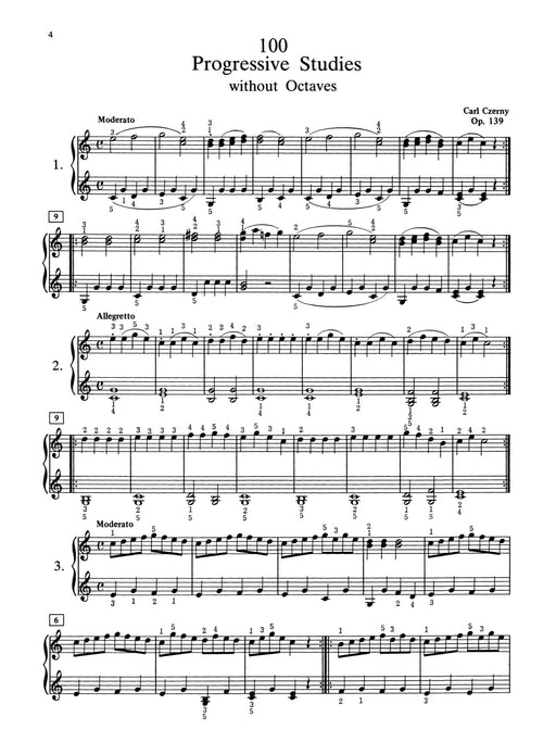 Czerny: 100 Progressive Studies without Octaves, Opus 139 徹爾尼 作品 | 小雅音樂 Hsiaoya Music