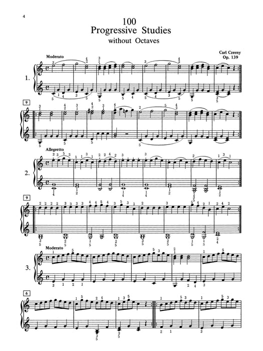 Czerny: 100 Progressive Studies without Octaves, Opus 139 徹爾尼 作品 | 小雅音樂 Hsiaoya Music