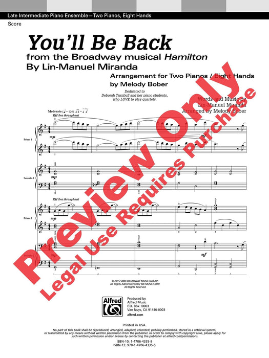 You'll Be Back (2p, 8h) from the Broadway musical Hamilton 百老匯 | 小雅音樂 Hsiaoya Music