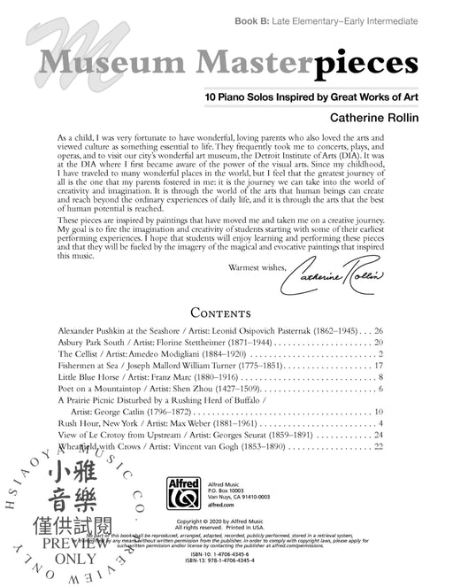 Museum Masterpieces, Book B 10 Piano Solos Inspired by Great Works of Art 小品 鋼琴 獨奏 | 小雅音樂 Hsiaoya Music