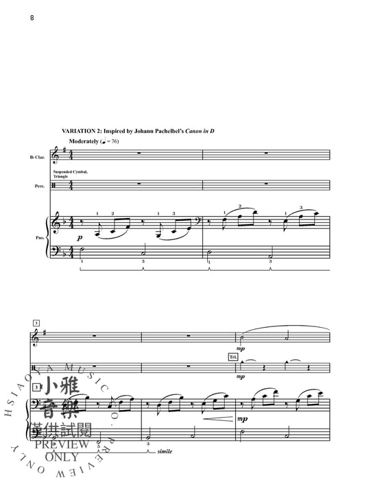 Theme and Variations on Shenandoah For B-flat Clarinet, Percussion, and Piano 主題變奏 豎笛擊樂器 鋼琴 | 小雅音樂 Hsiaoya Music