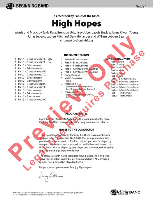 High Hopes 總譜 | 小雅音樂 Hsiaoya Music