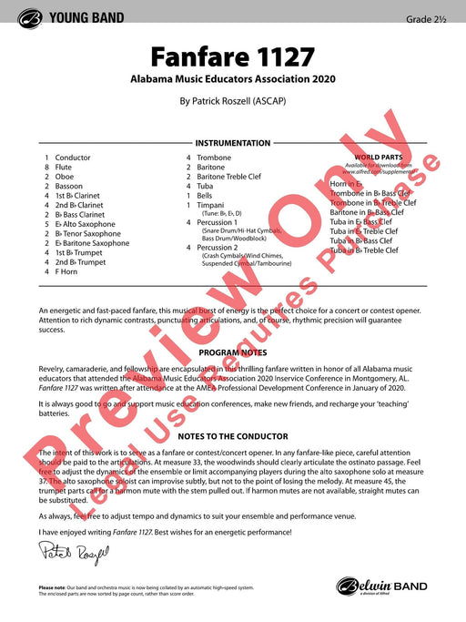 Fanfare 1127 Alabama Music Educators Association 2020 號曲 總譜 | 小雅音樂 Hsiaoya Music