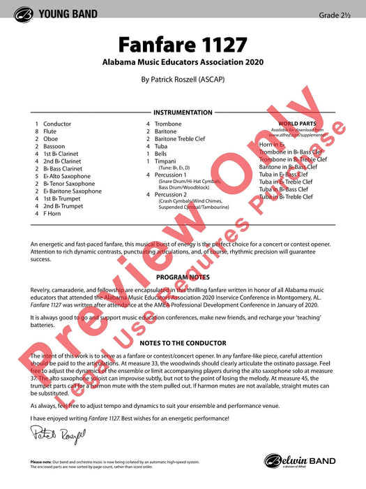 Fanfare 1127 Alabama Music Educators Association 2020 號曲 總譜 | 小雅音樂 Hsiaoya Music