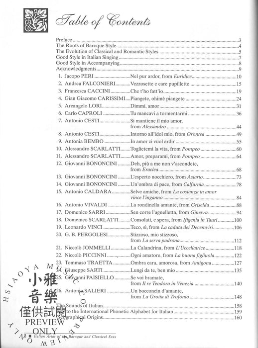 Italian Arias of the Baroque and Classical Eras An Authoritative Edition Based on Authentic Sources 詠唱調 巴洛克古典 | 小雅音樂 Hsiaoya Music