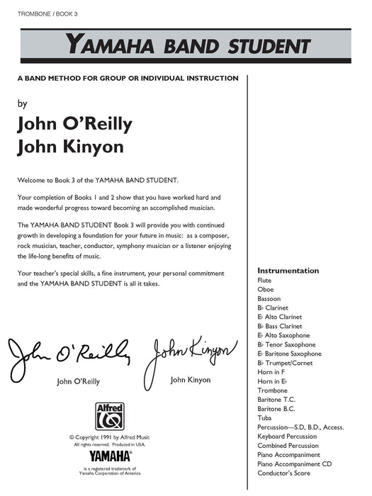 Yamaha Band Student, Book 3 A Band Method for Group or Individual Instruction | 小雅音樂 Hsiaoya Music