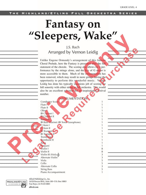 Fantasy on "Sleepers, Wake" 巴赫約翰‧瑟巴斯提安 幻想曲 總譜 | 小雅音樂 Hsiaoya Music