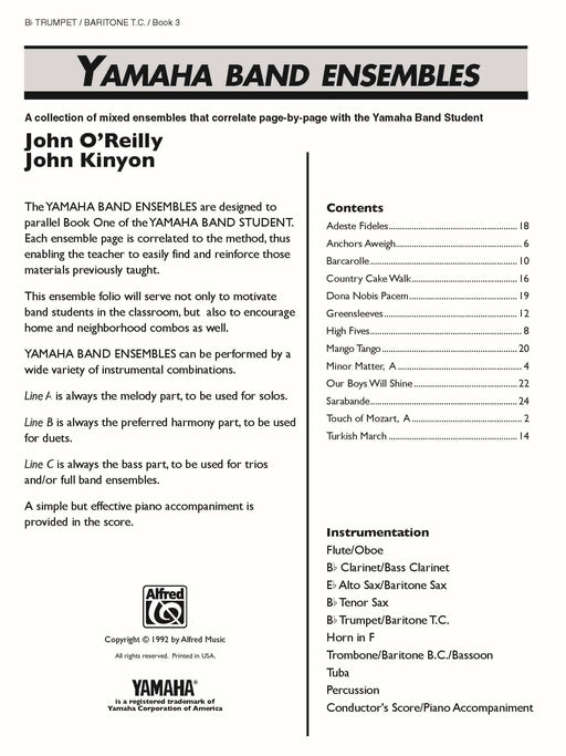 Yamaha Band Ensembles, Book 3 A Collection of Mixed Ensembles that Correlate Page-by-Page with the Yamaha Band Student | 小雅音樂 Hsiaoya Music