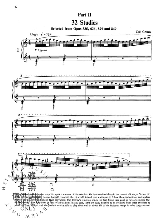 Czerny: Selected Piano Studies, Volume 1 徹爾尼 鋼琴 | 小雅音樂 Hsiaoya Music