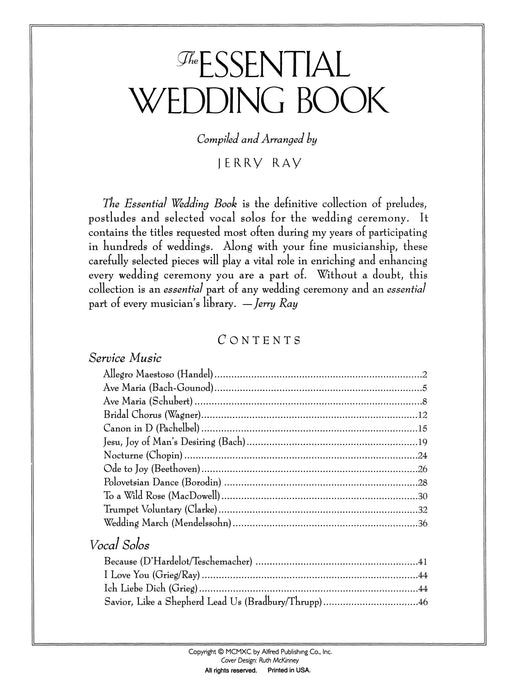 The Essential Wedding Book The Definitive Collection of Preludes, Postludes and Selected Vocal Solos Essential for the Wedding Ceremony 前奏曲 後奏曲 獨奏 | 小雅音樂 Hsiaoya Music