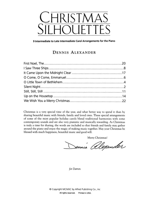 Christmas Silhouettes 9 Intermediate to Late Intermediate Carol Arrangements for the Piano 剪影 耶誕頌歌 鋼琴 | 小雅音樂 Hsiaoya Music