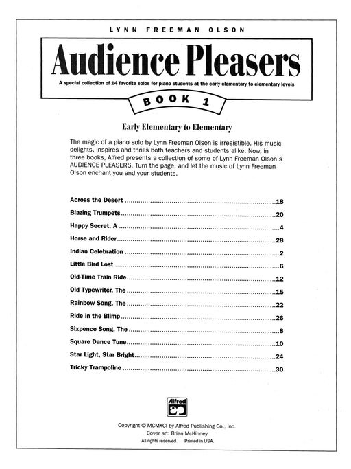 Audience Pleasers, Book 1 A Special Collection of 14 Favorite Solos for Piano Students at the Early Elementary to Elementary Levels 獨奏 鋼琴 | 小雅音樂 Hsiaoya Music