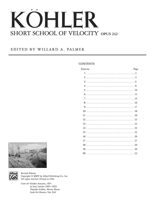 Köhler: Short School of Velocity, Opus 242 作品 | 小雅音樂 Hsiaoya Music