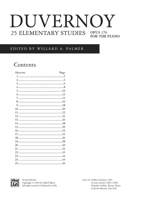 Duvernoy: 25 Elementary Studies, Opus 176 作品 | 小雅音樂 Hsiaoya Music