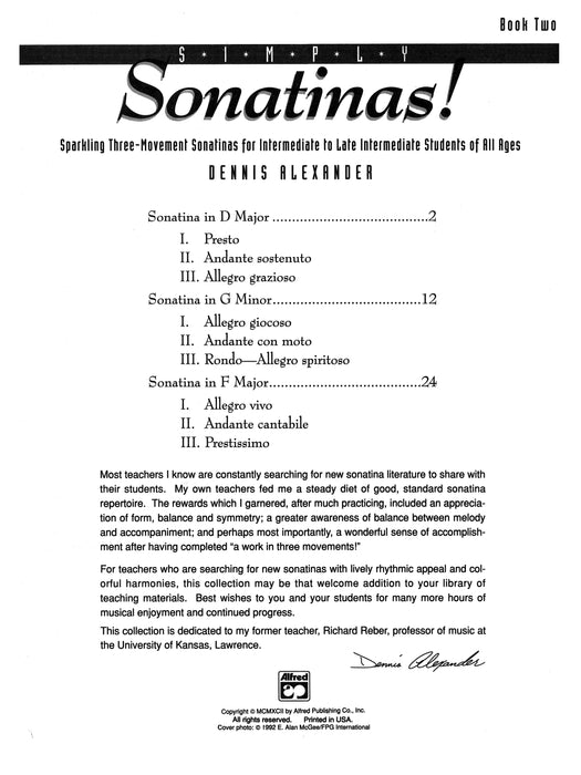 Simply Sonatinas!, Book 2 Sparkling Three-Movement Sonatinas for Intermediate to Late Intermediate Students of All Ages 小奏鳴曲 樂章小奏鳴曲 | 小雅音樂 Hsiaoya Music