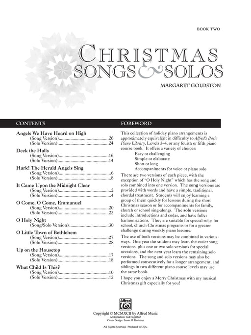 Christmas Songs & Solos, Book 2 9 Holiday Standards Arranged for Both Singing and Performing for Early Intermediate to Intermediate Pianists 獨奏 | 小雅音樂 Hsiaoya Music