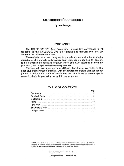 Kaleidoscope Duets, Book 1 A Sparkling Collection of Graded Pieces for the Progressing Piano Student 二重奏 小品 鋼琴 | 小雅音樂 Hsiaoya Music