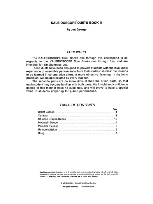Kaleidoscope Duets, Book 2 A Sparkling Collection of Graded Pieces for the Progressing Piano Student 二重奏 小品 鋼琴 | 小雅音樂 Hsiaoya Music