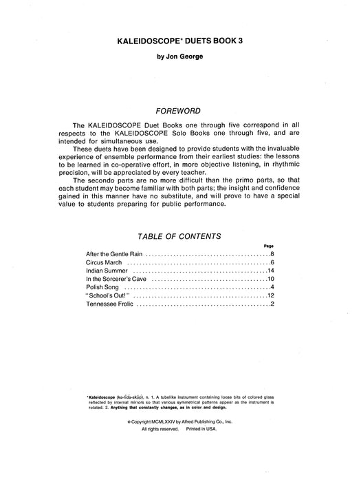 Kaleidoscope Duets, Book 3 A Sparkling Collection of Graded Pieces for the Progressing Piano Student 二重奏 小品 鋼琴 | 小雅音樂 Hsiaoya Music