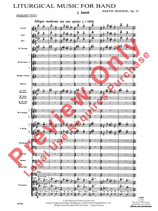 Liturgical Music for Band, Opus 33 作品 總譜 | 小雅音樂 Hsiaoya Music