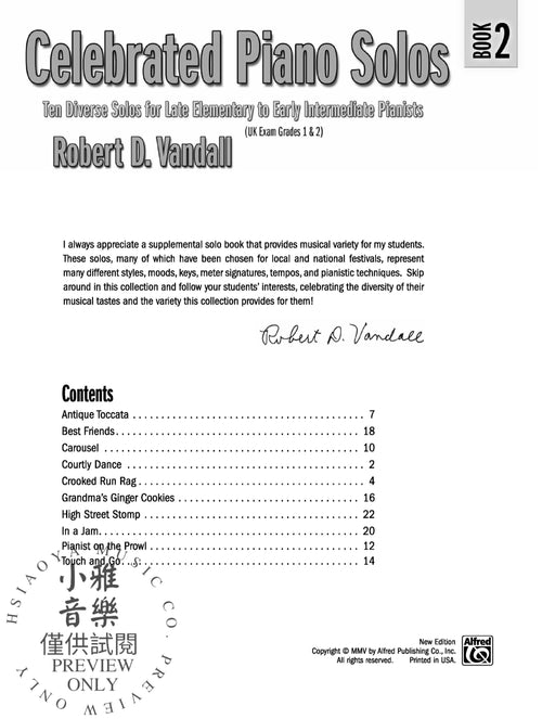 Celebrated Piano Solos, Book 2 Ten Diverse Solos for Late Elementary to Early Intermediate Pianists 鋼琴 獨奏 獨奏 | 小雅音樂 Hsiaoya Music