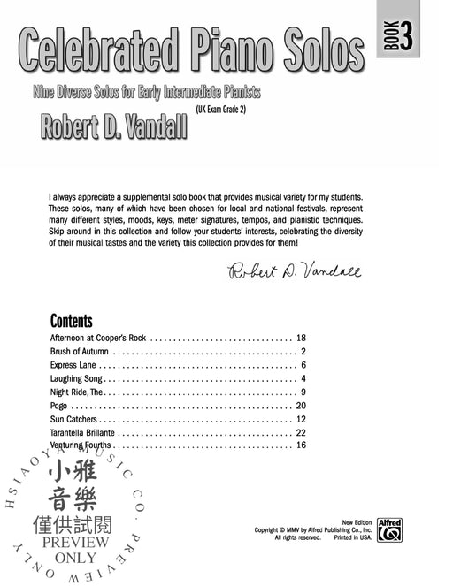 Celebrated Piano Solos, Book 3 Nine Diverse Solos for Early Intermediate Pianists 鋼琴 獨奏 獨奏 | 小雅音樂 Hsiaoya Music