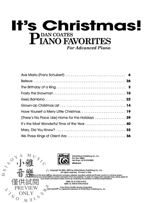 It's Christmas! Dan Coates Piano Favorites for Advanced Piano 鋼琴 | 小雅音樂 Hsiaoya Music