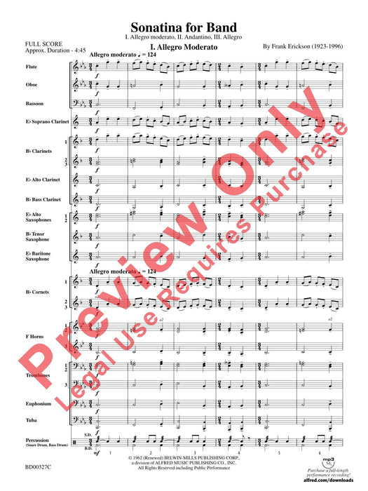 Sonatina for Band I. Allegro moderato, II. Andantino, III. Allegro moderato 小奏鳴曲 快板 快板 總譜 | 小雅音樂 Hsiaoya Music