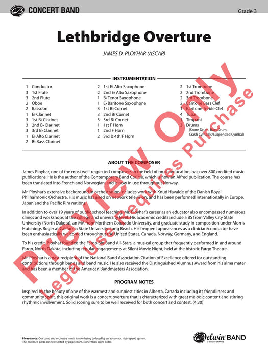 Lethbridge Overture 序曲 總譜 | 小雅音樂 Hsiaoya Music